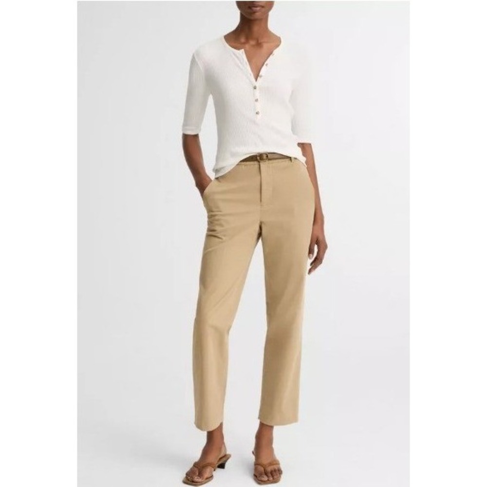 Vince Women's Italian Stretch-Cotton Chino Pants Size 6 Desert Fair